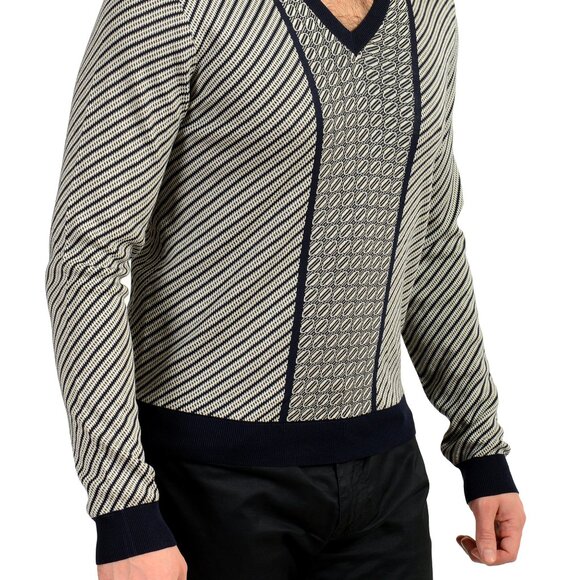 Prada Men's Multi-Color Silk V-Neck Pullover Sweater US S IT 48 - Picture 2 of 6